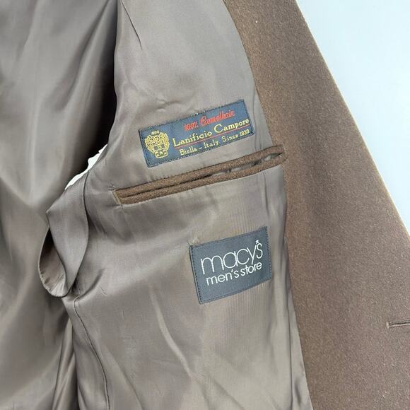 Tasso Elba Camelhair Men Blazer Sz 44L Chocolate Quiet Luxury Old Money Heritage - Picture 12 of 14